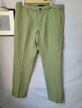 Incotex Slowear Micky Modern Fit Chinolino Flat Front Trouser Pant Green 36